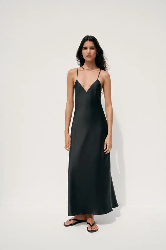 Zara satin midi dress black product image