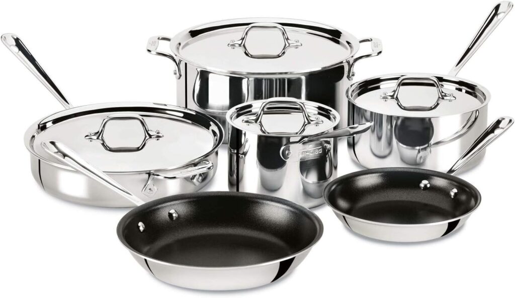 All-Clad D5 Stainless Steel 10-Piece Cookware Set – 1-Pack
