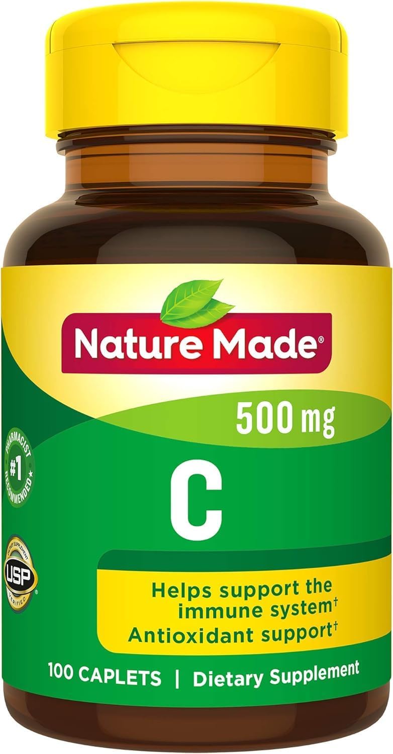 Nature Made Vitamin C 500 mg Caplets, 100 Count
