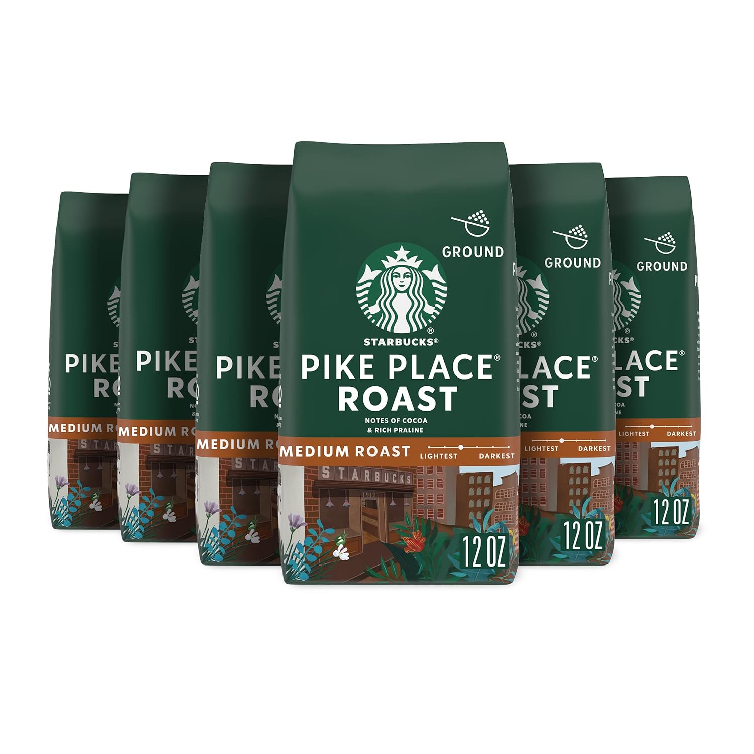 Starbucks Medium Roast Ground Coffee, Pike Place, 12 oz