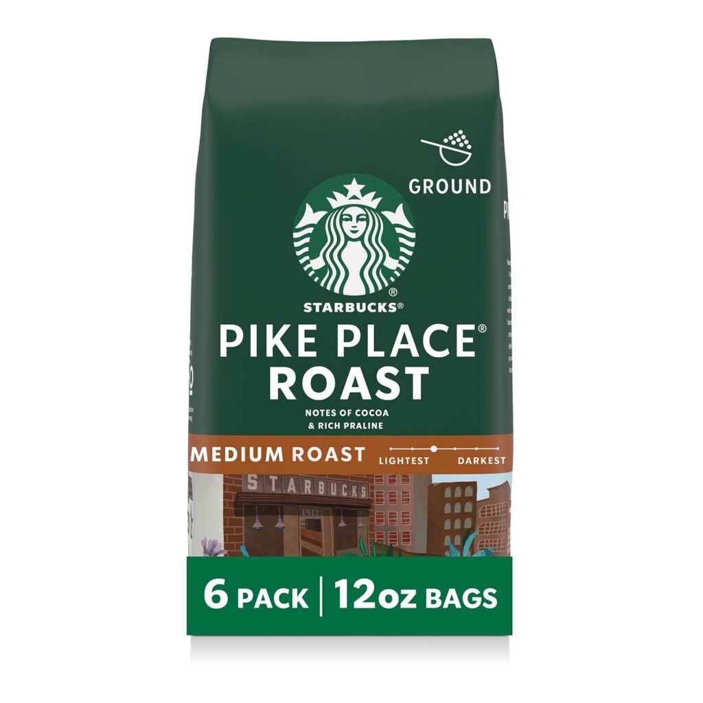 Starbucks Medium Roast Ground Coffee, Pike Place, 12 oz
